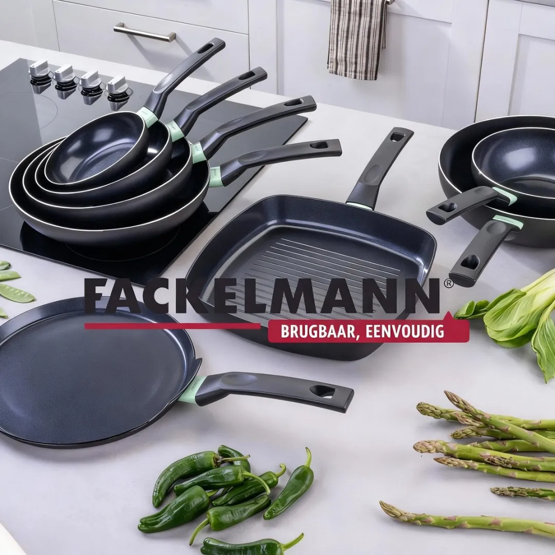 Fackelmann 9430050 Kookset - 1 Pan 28cm + 3 Potten 16/18/20cm - Antiaanbakkeramiek - PFAS-vrij - Zwart/Groen - afbeelding 6 van 6