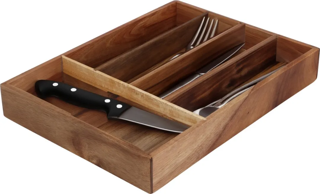 Excellent Houseware Bestekbak Acacia 5-vaks - 35x26x5cm