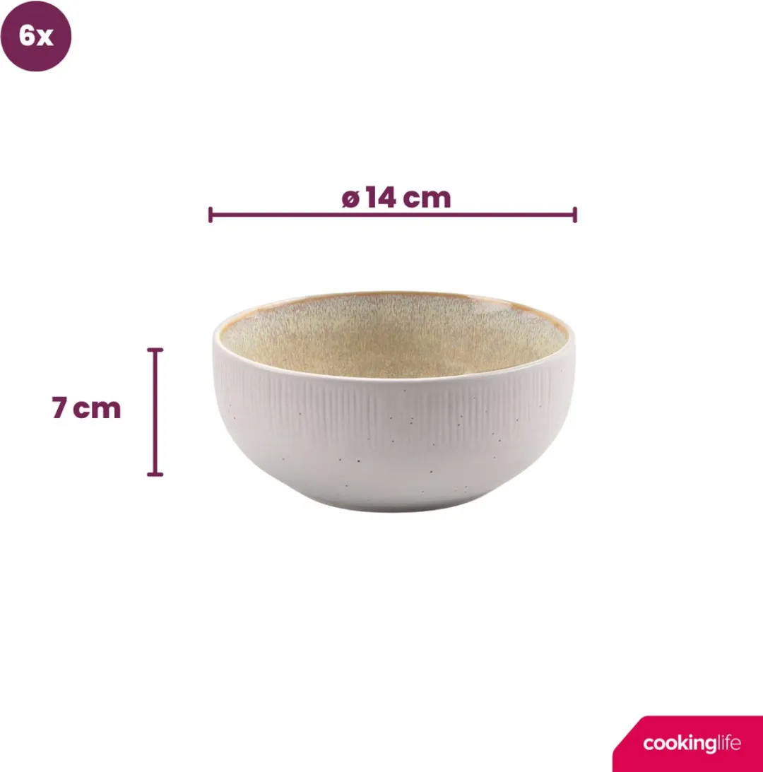 Cookinglife Nola Soepkommen - 6-delig Ø14cm - Aardewerk
