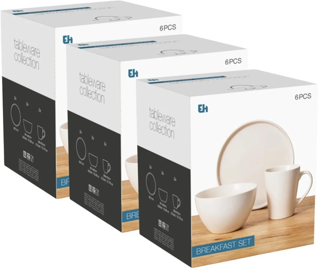 Excellent Houseware Ontbijtservies 18-delig - Wit Keramiek