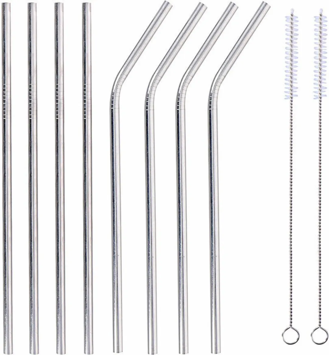 Alpina Herbruikbare Drinkrietjes 21cm - 8 Stuks Grijs