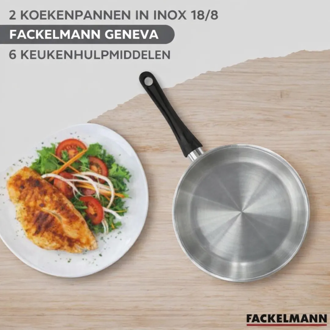 Fackelmann 9445050 Set Roestvrijstalen Pannen 20/28cm - 2 Stuks
