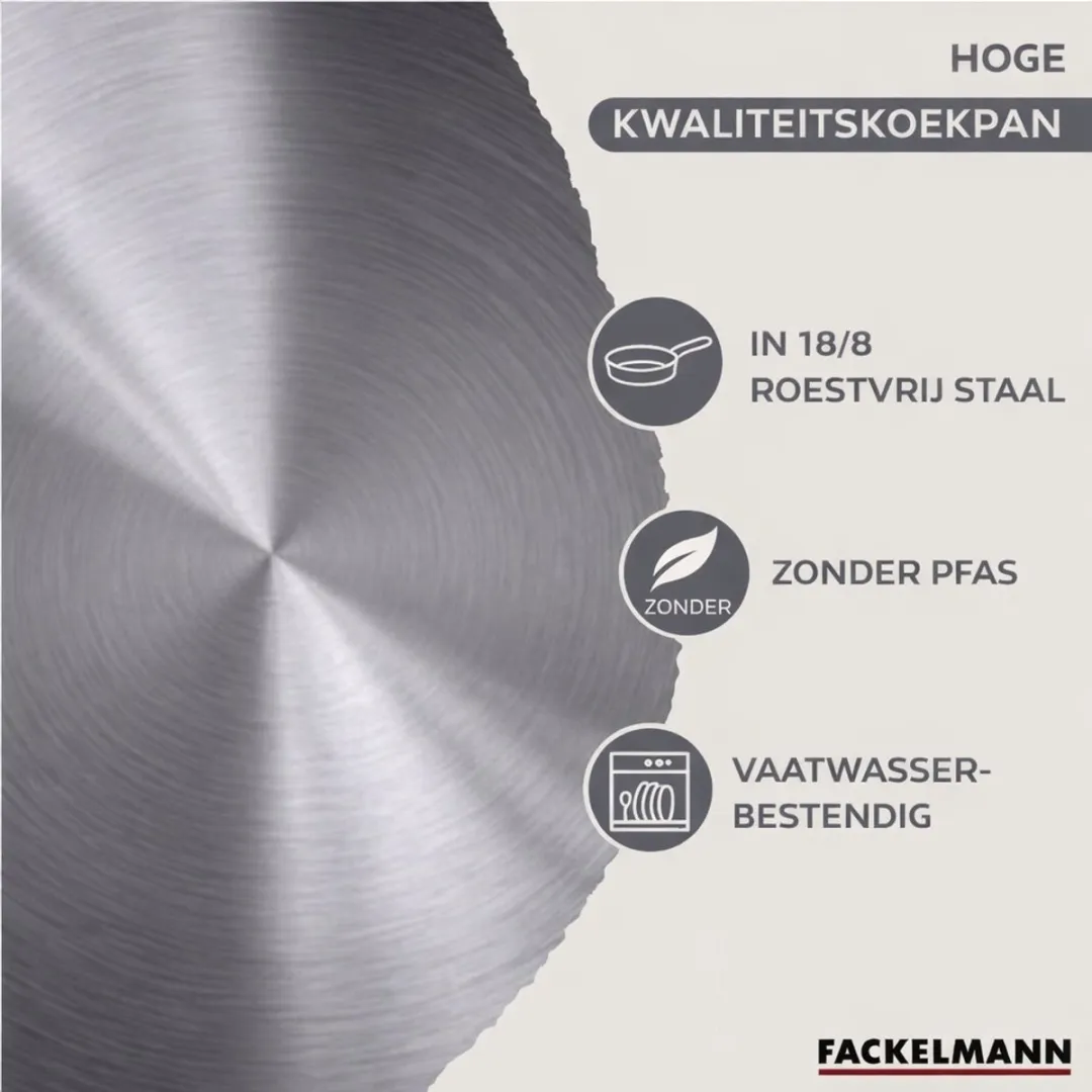 Fackelmann 9445050 Set Roestvrijstalen Pannen 20/28cm - 2 Stuks