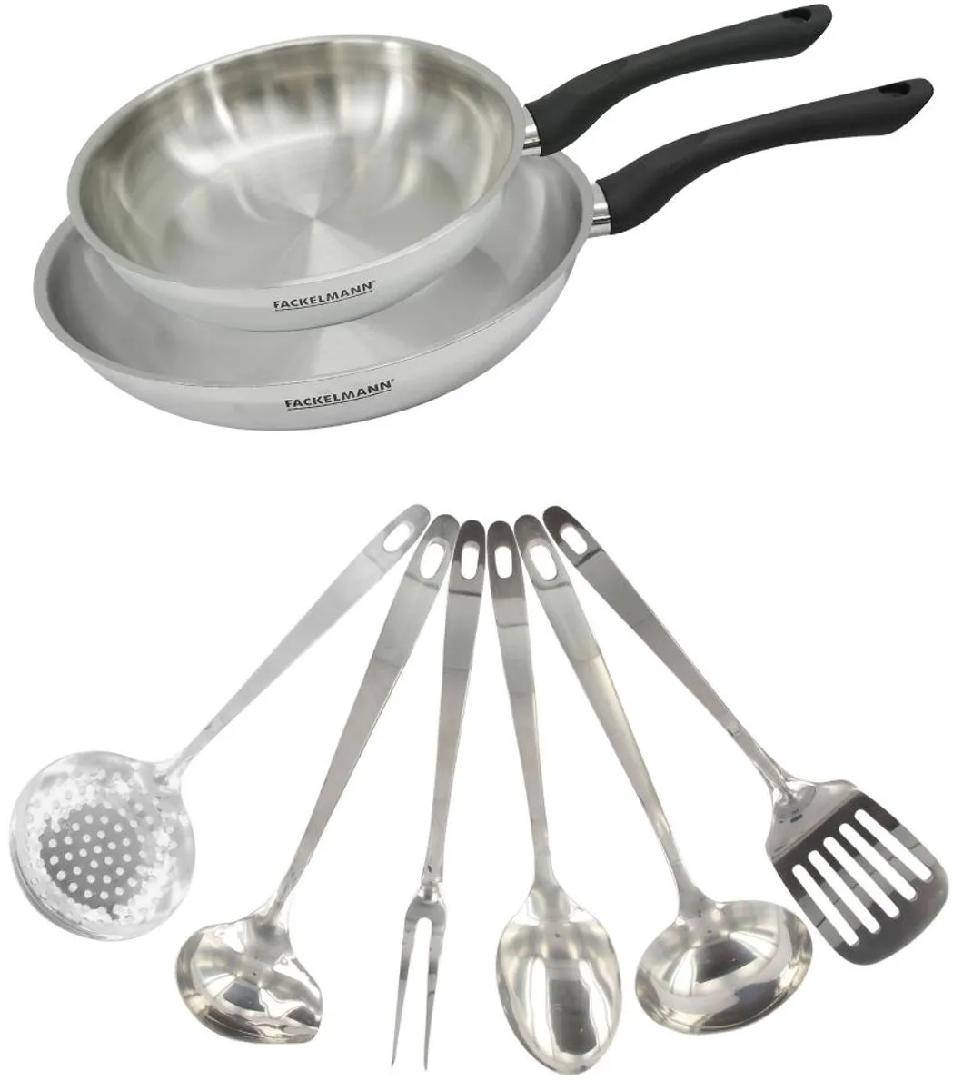 Fackelmann 9445050 Set Roestvrijstalen Pannen 20/28cm
