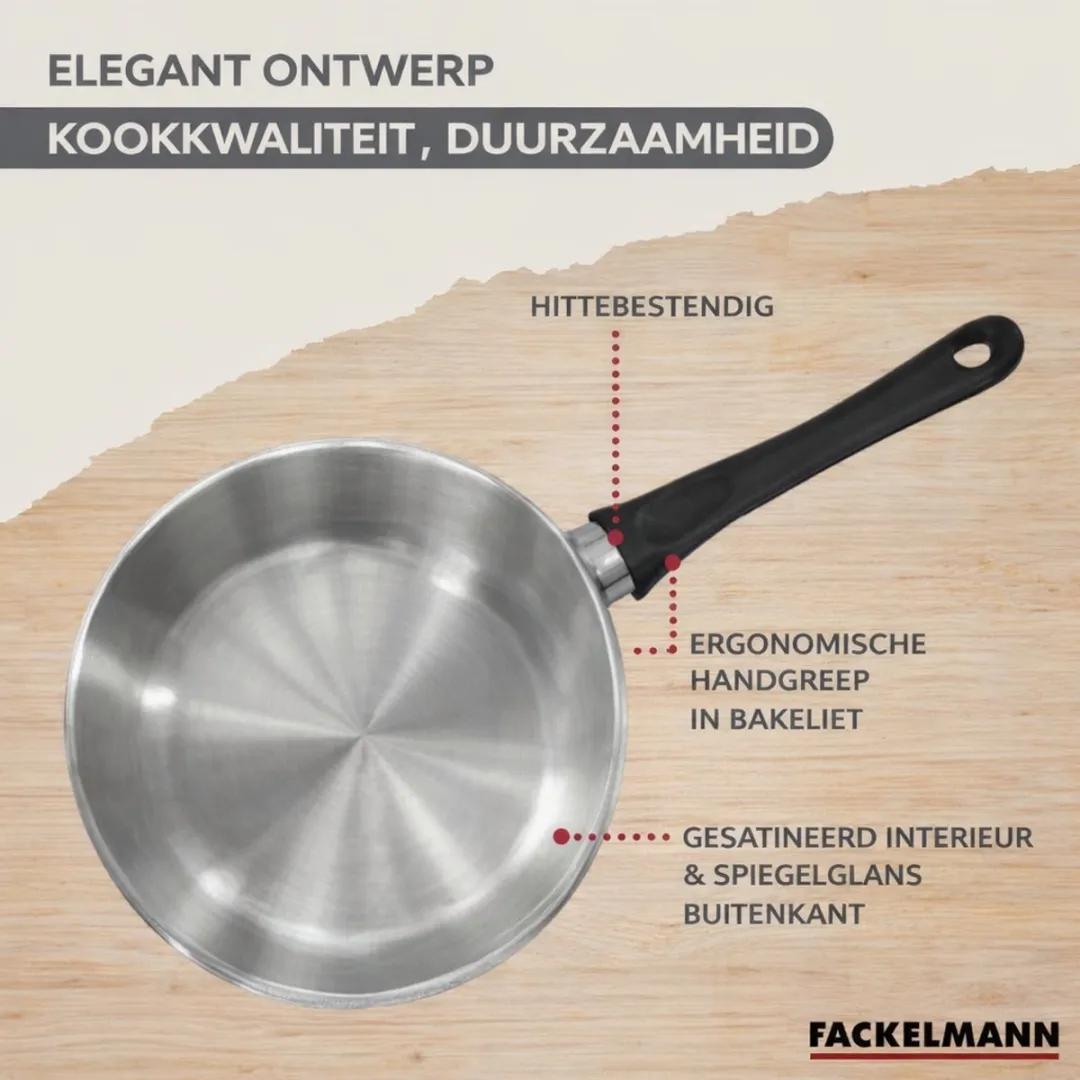 Fackelmann 9445050 Set Roestvrijstalen Pannen 20/28cm - 2 Stuks