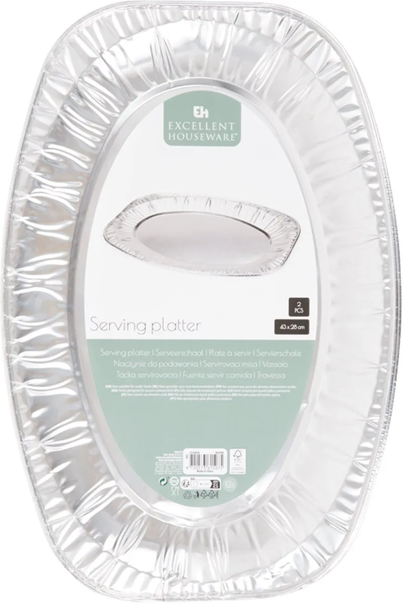 Excellent Houseware Serveerschaal 2520859 - 43x28cm - Zilver - 2 Stuks