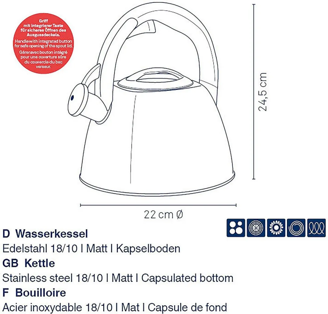 Kela Vitus Waterkoker 2,4L - 2000W - Zilver