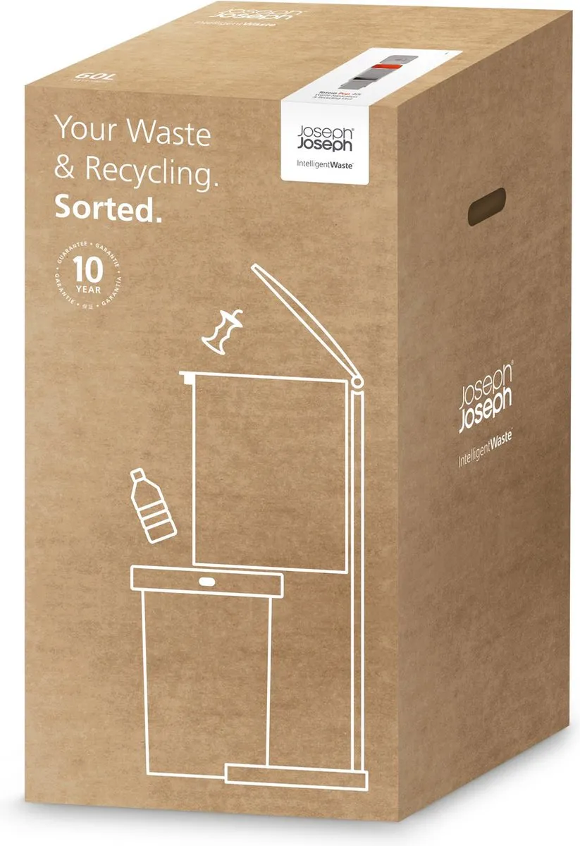 Joseph Joseph Totem Pop Prullenbak 60L - 2 Vakken - Zilver - afbeelding 6 van 6