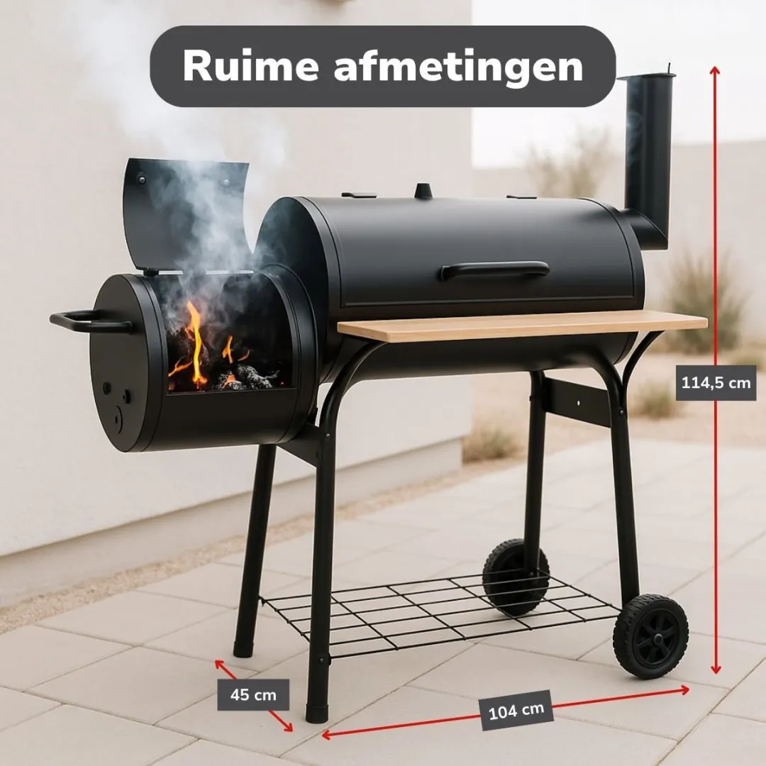 Alpina Smokerbarbecue 104x58x114cm - Zwart - afbeelding 6 van 6