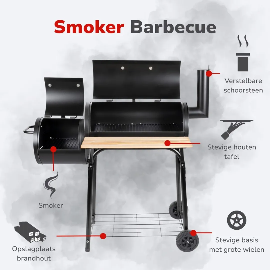 Alpina Smokerbarbecue 104x58x114cm - Zwart