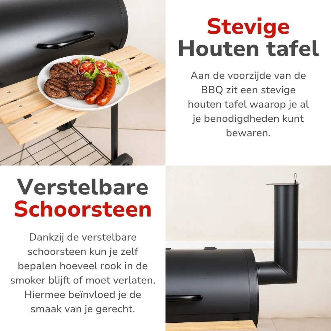 Alpina Smokerbarbecue 104x58x114cm - Zwart