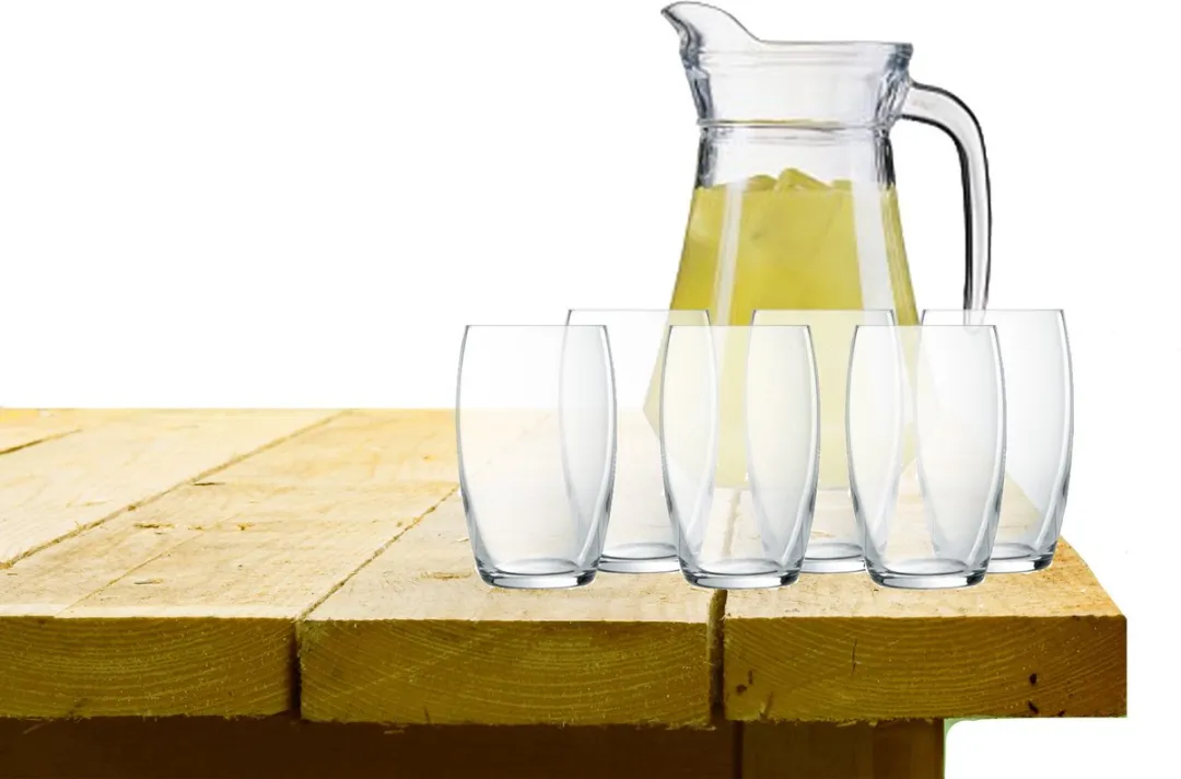Luminarc Versailles Schenkkan Glas 1,6L + 6x Waterglazen 375ml