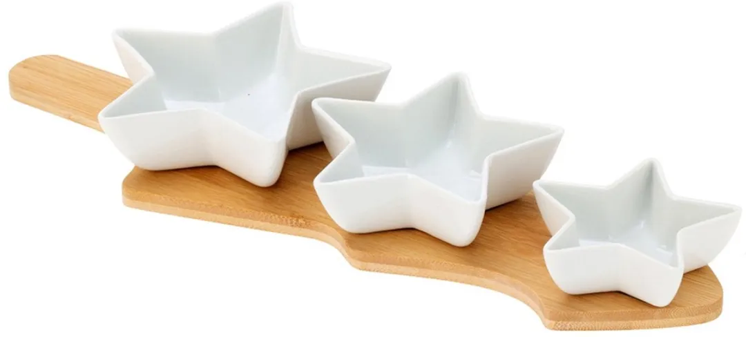 Excellent Houseware Porseleinen Ster Snackkommetjes 4-delig - Witte Porselein
