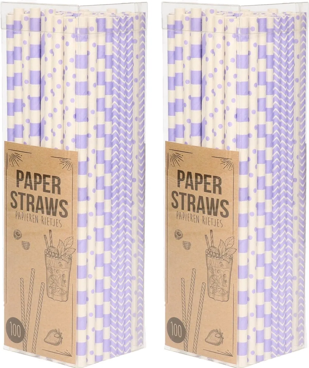 Excellent Houseware Papieren Drinkrietjes 200 Stuks