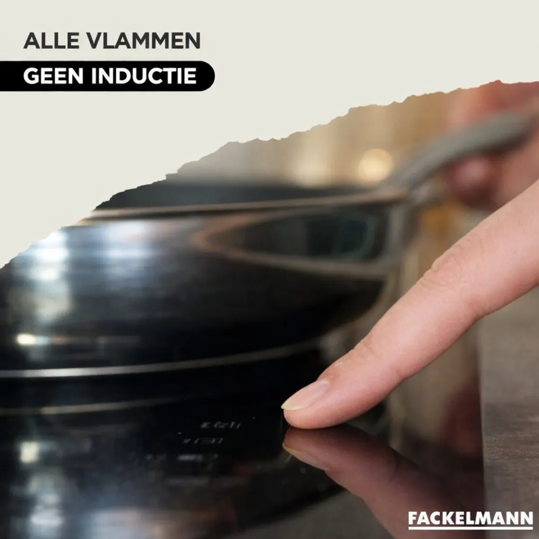 Fackelmann Keukenset Roestvrijstalen Pannen 16/20/24cm - 24cm Koekenpan - 5 Stuks