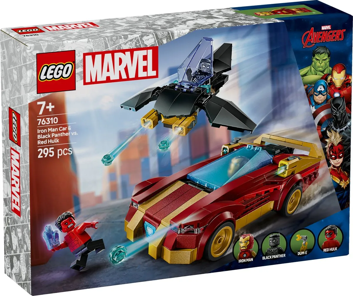LEGO Marvel Iron Man's Auto & Black Panther vs. Rode Hulk - 295 Stukken