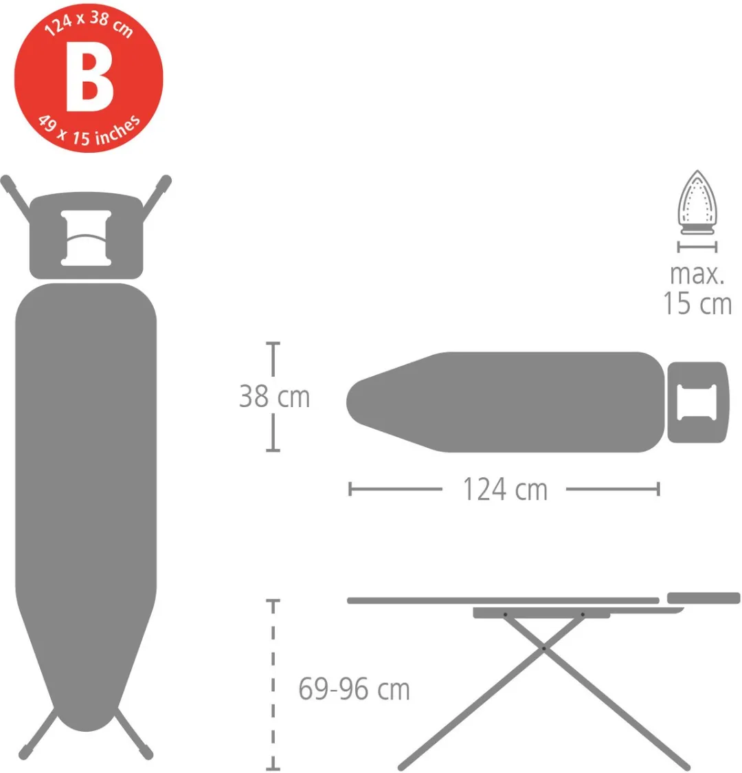 Brabantia Strijkplank B 139000 - 124x38cm - Denim Blue