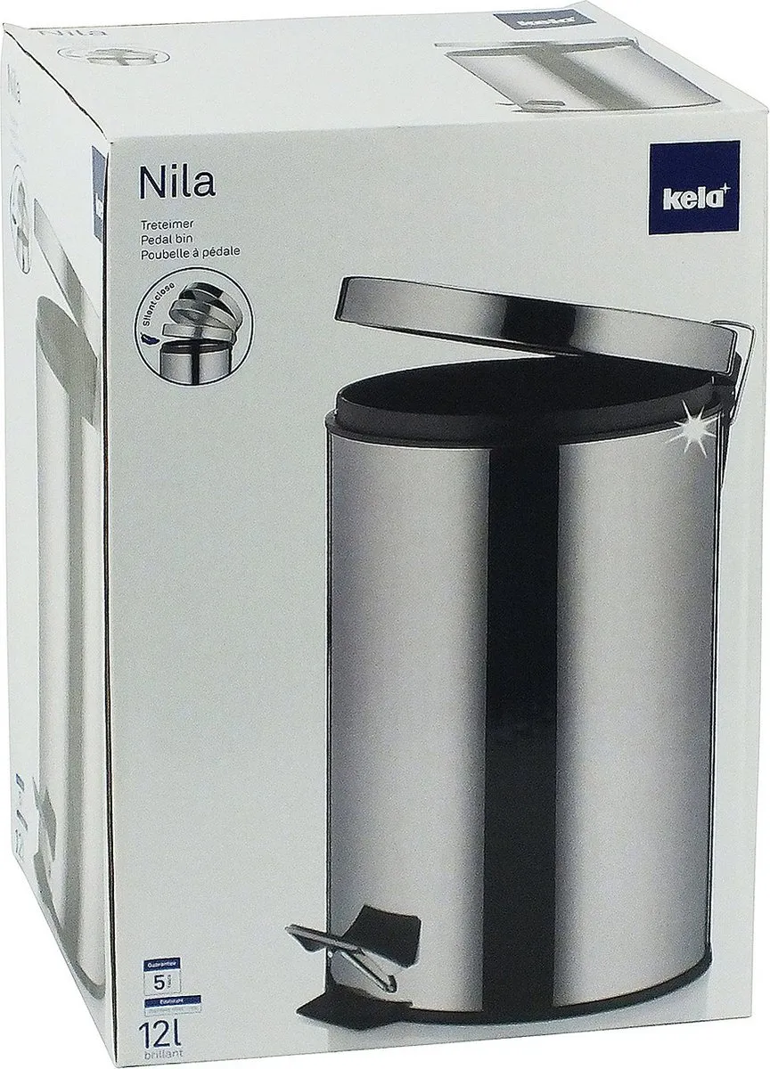 Kela Keuken Afvalemmer 12L RVS - Zilver - afbeelding 6 van 6