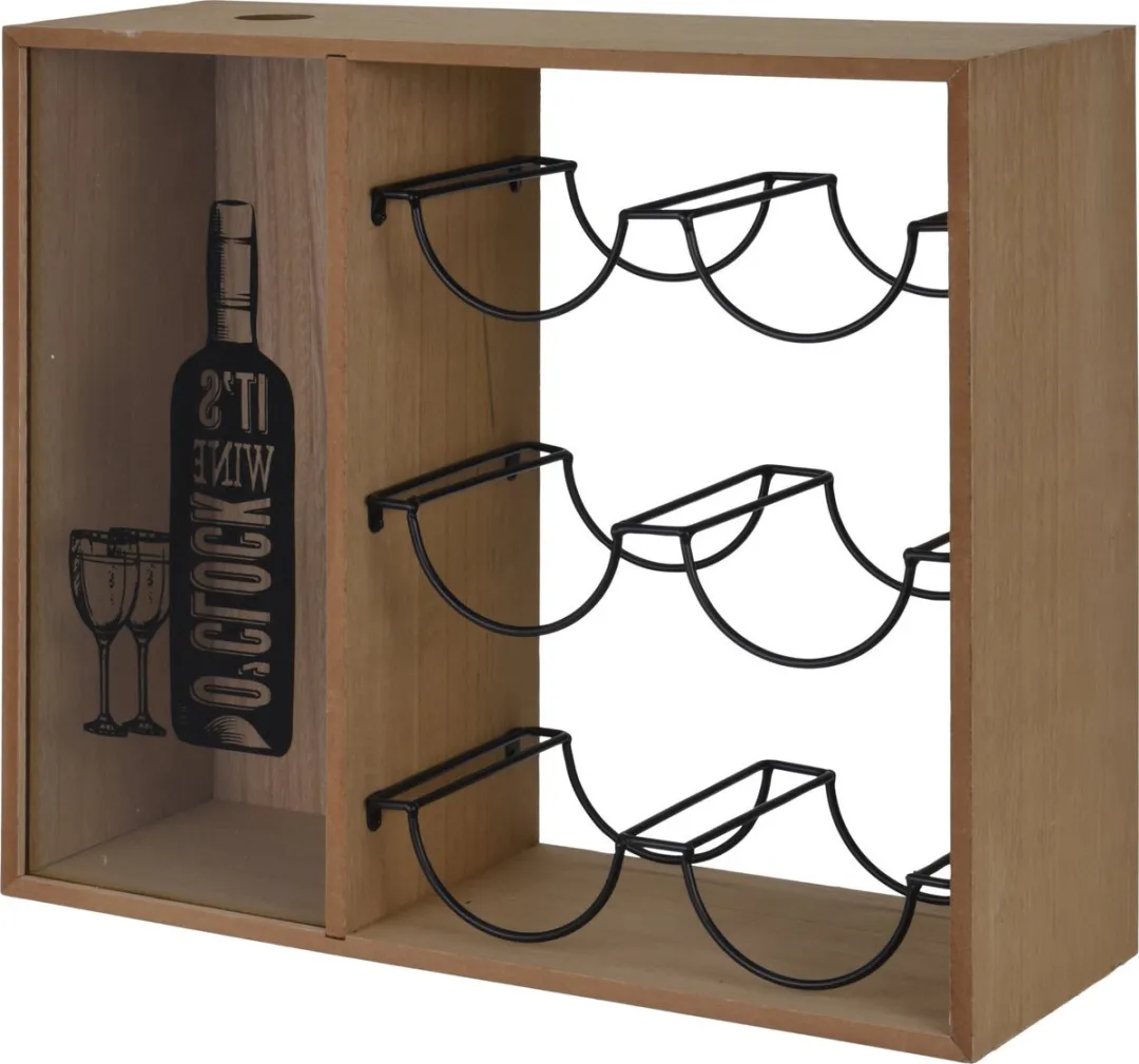 Houten stapelbaar wijnflessen rek/wijnrek voor 7 flessen 31 x 11 x 61 cm - Wijnflesrekken/wijnrekken - Rek/houder voor wijnflessen