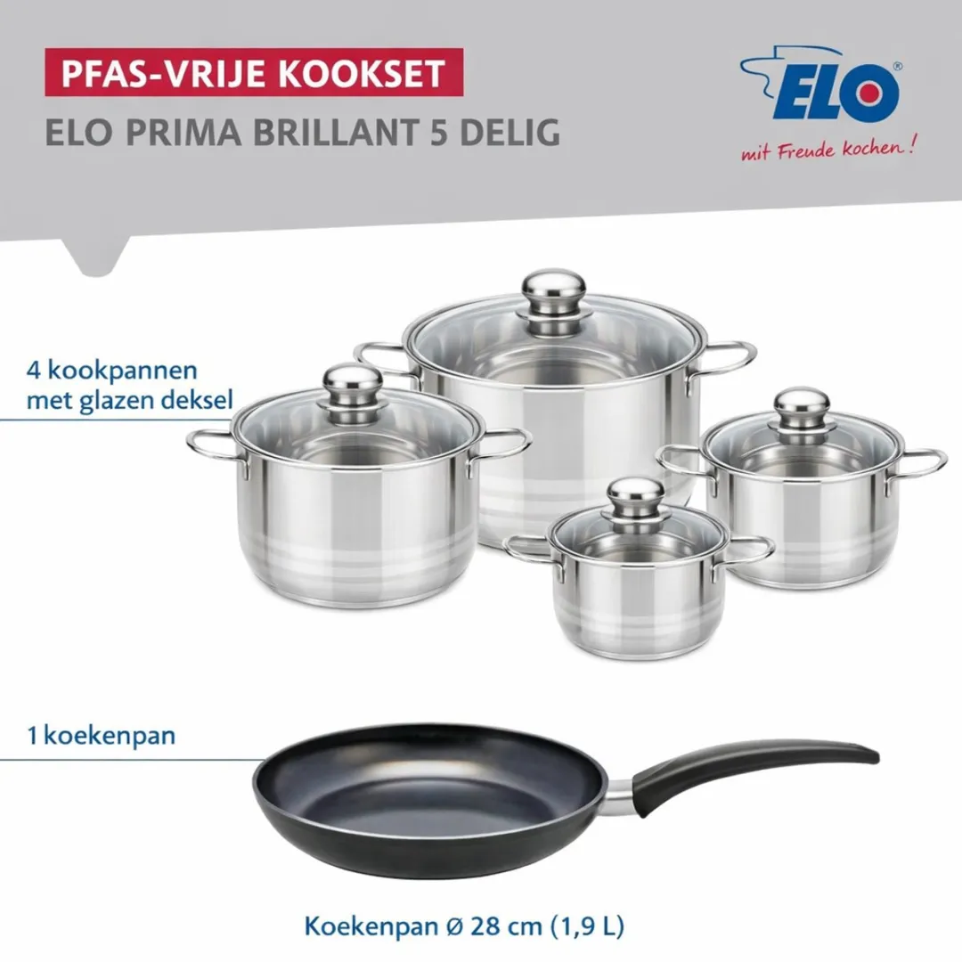 Fackelmann Elo 9718450B88 Keukengerei Set - 5-delig - Inductie - Zwart