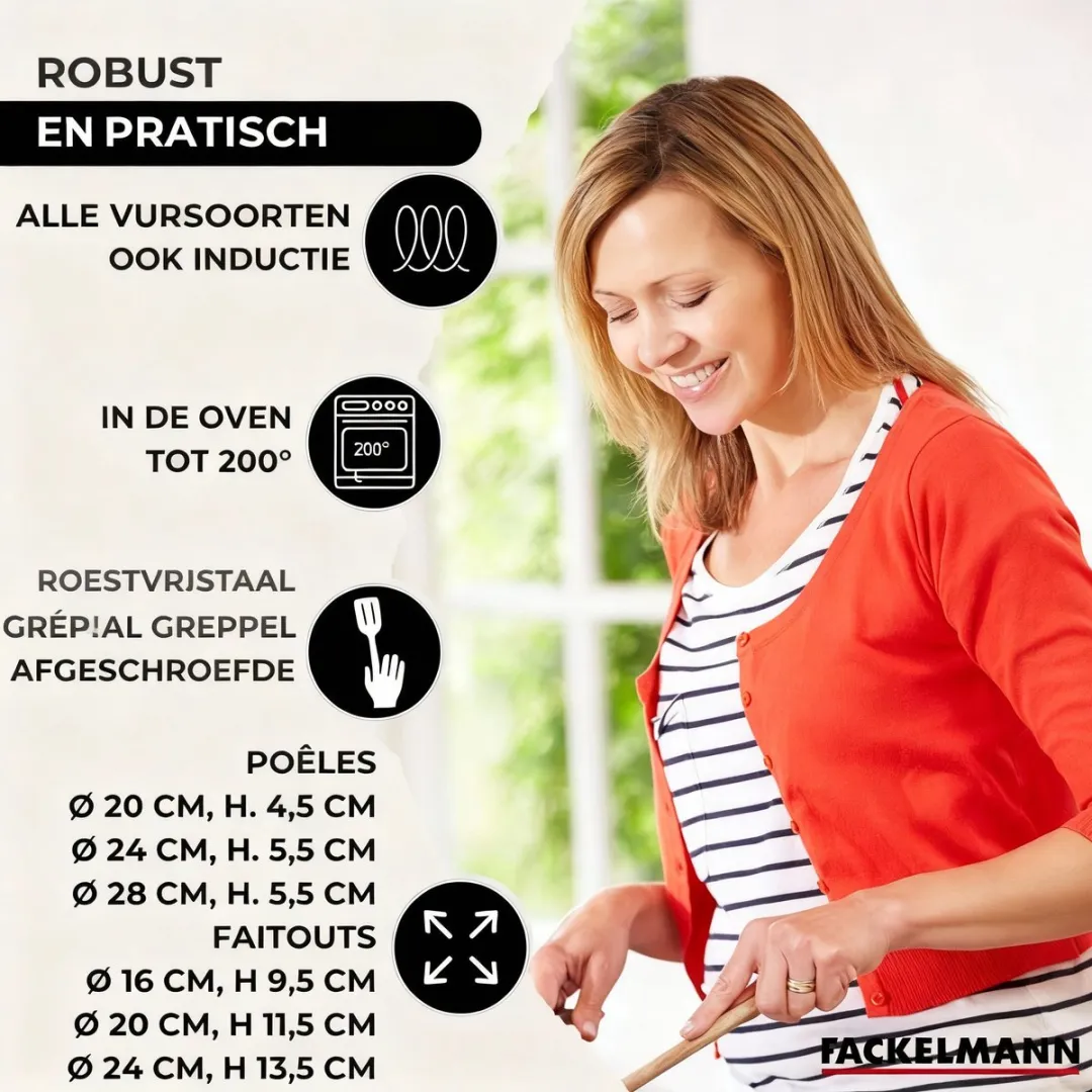 Fackelmann 9354150 Kookset - 3 Pannen & 3 Potten + 6 Gereedschap