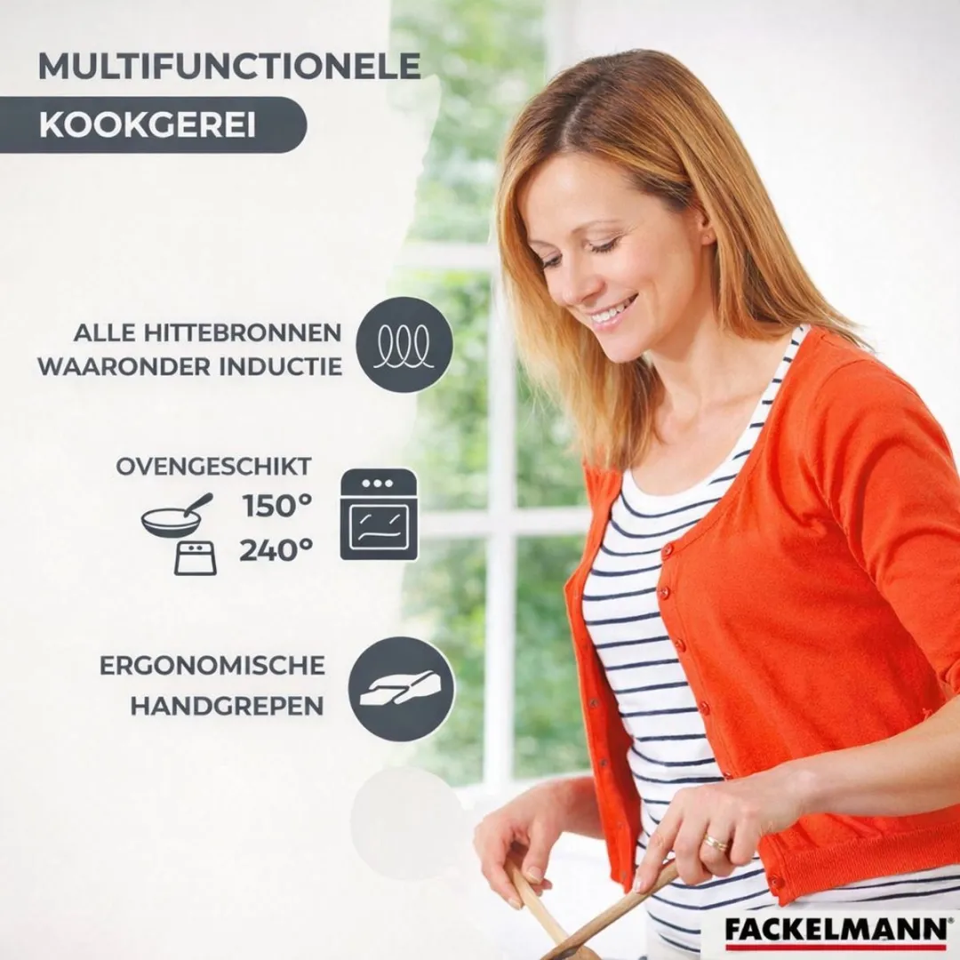 Fackelmann 9203250 Keukenset - 5 Pannen RVS - 12/16/20/24cm - Inductiegeschikt