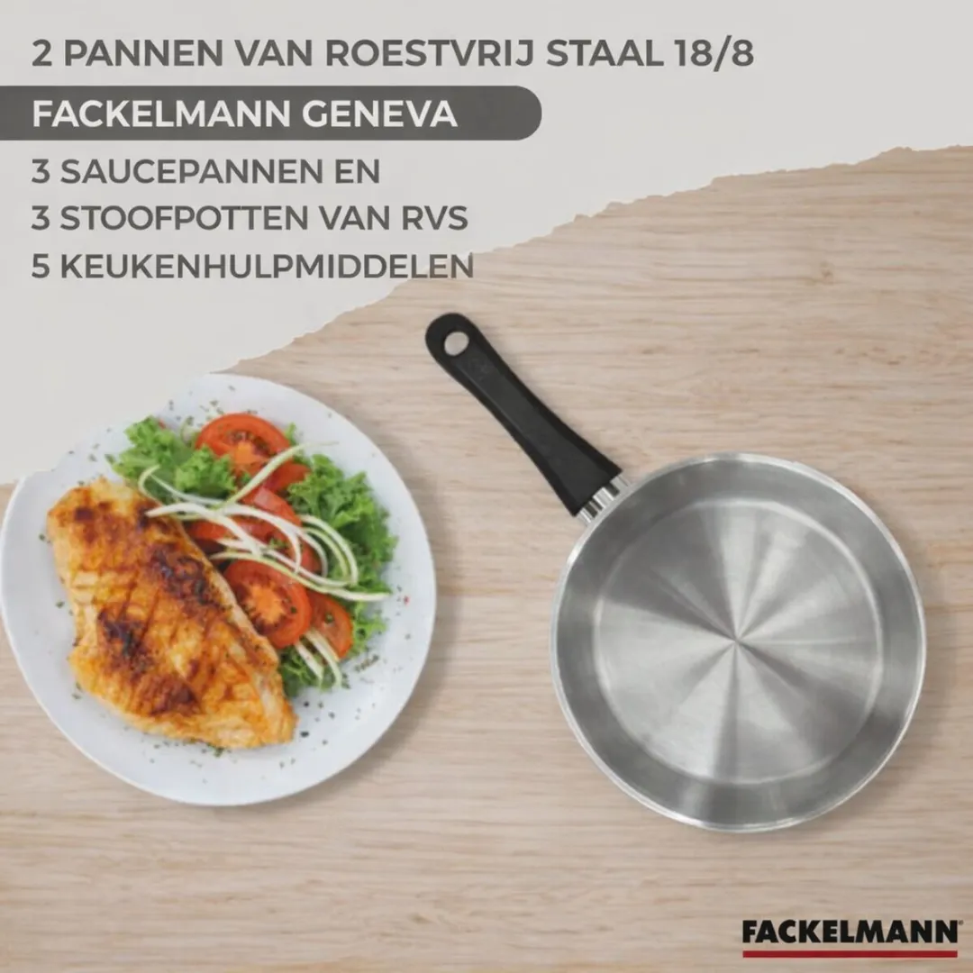 Fackelmann 9203250 Keukenset - 5 Pannen RVS - 12/16/20/24cm - Inductiegeschikt