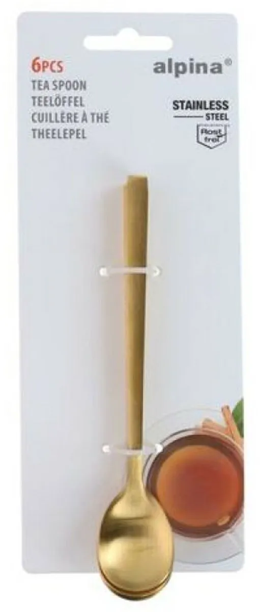 Alpina Bestek Set - 30 Stuks (12x Gebaksvorkjes, 18x Theelepeltjes) - Goud - 15cm