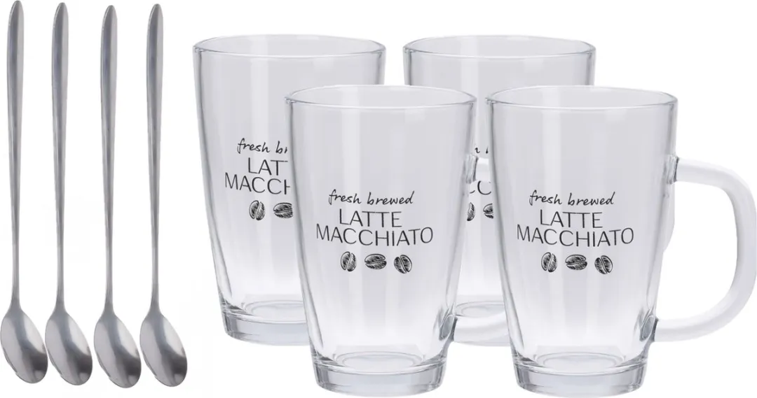 Excellent Houseware Latte Macchiato Glazen Set 8 Stuks - 300ml - Transparant