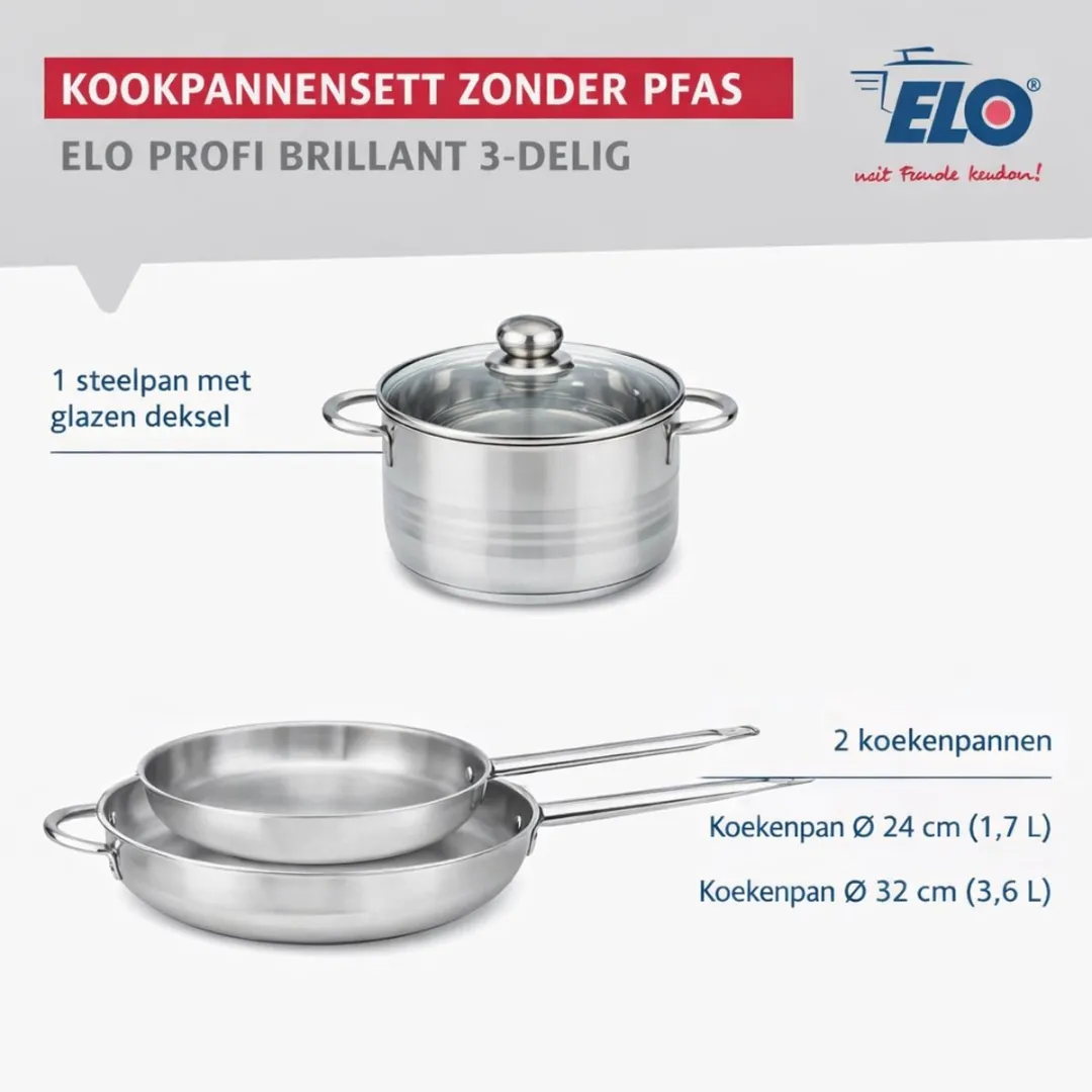 Fackelmann Elo Profi Brillant Keukengerei Set 3-delig - 24/32cm + 14cm