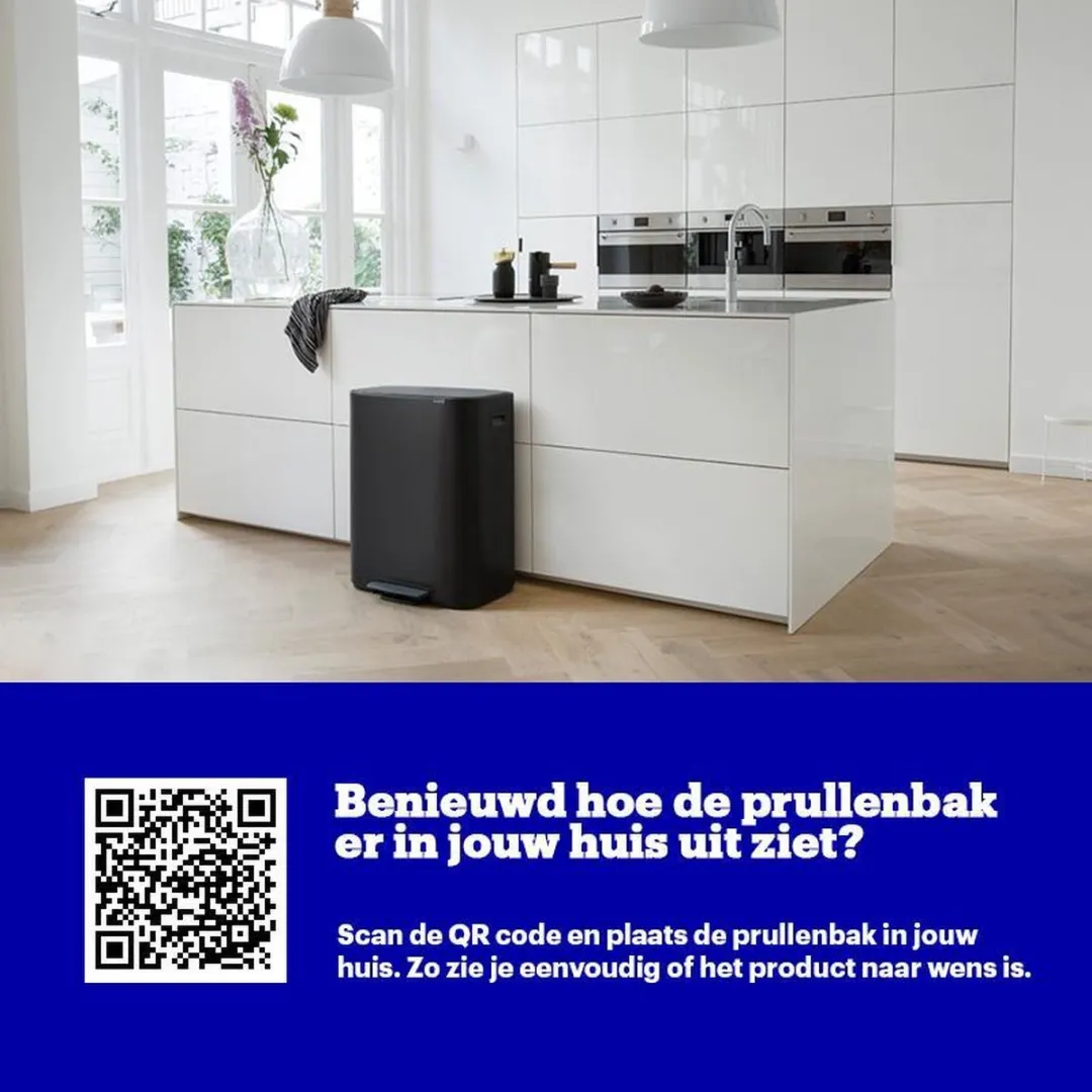 Brabantia Bo Prullenbak 60L - 1 vak - Matt Black