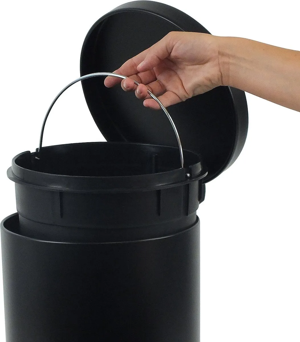 Kela Keuken Afvalemmer 12L - Metaal - Zwart - afbeelding 6 van 6