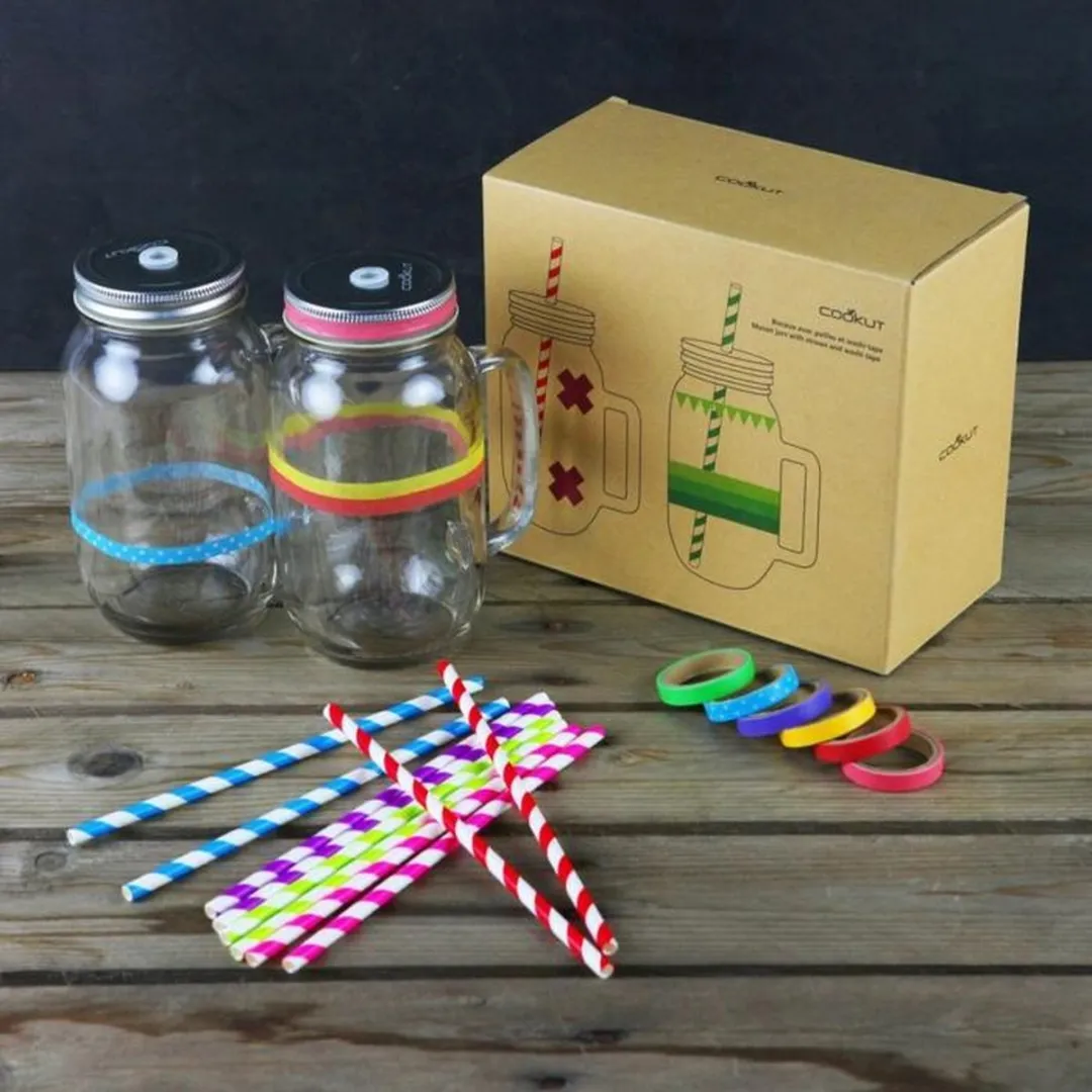 Cookut Mason Jar Set 2 Stuks 700ml - Transparant