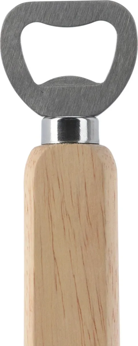 Excellent Houseware RVS Bieropener - Eikenhout 14cm