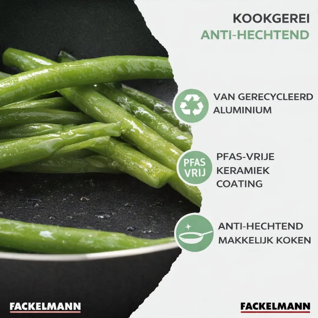 Fackelmann 9429250 Anti-Aanbakpannen Set 20+24cm - Zwart/ Groen