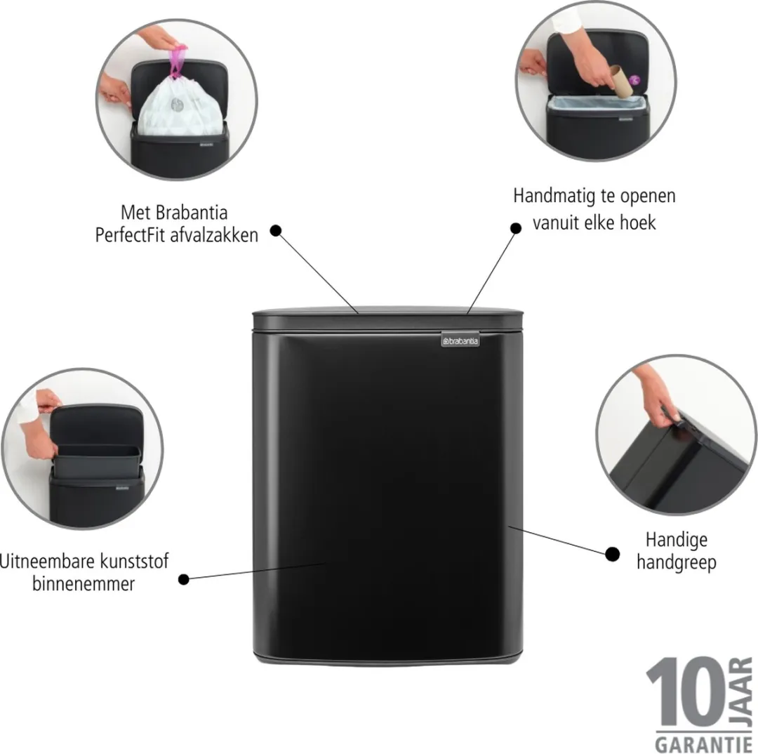 Brabantia Bo Prullenbak 12L - Matt Black