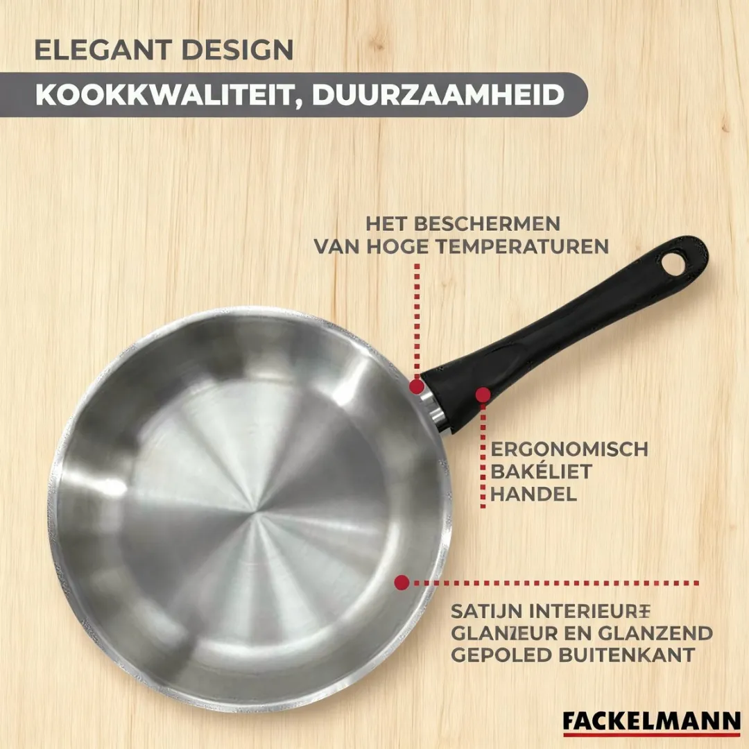 Fackelmann Roestvrijstalen Set 2 Pannen 20cm & 28cm - Inductie - afbeelding 6 van 6