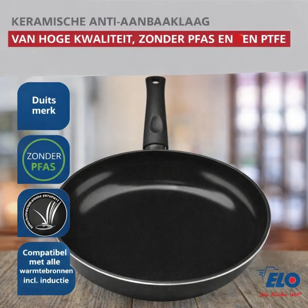 Fackelmann Elo 9807050 Koekenpan 32cm - Aluminium - Transparant/Zwart
