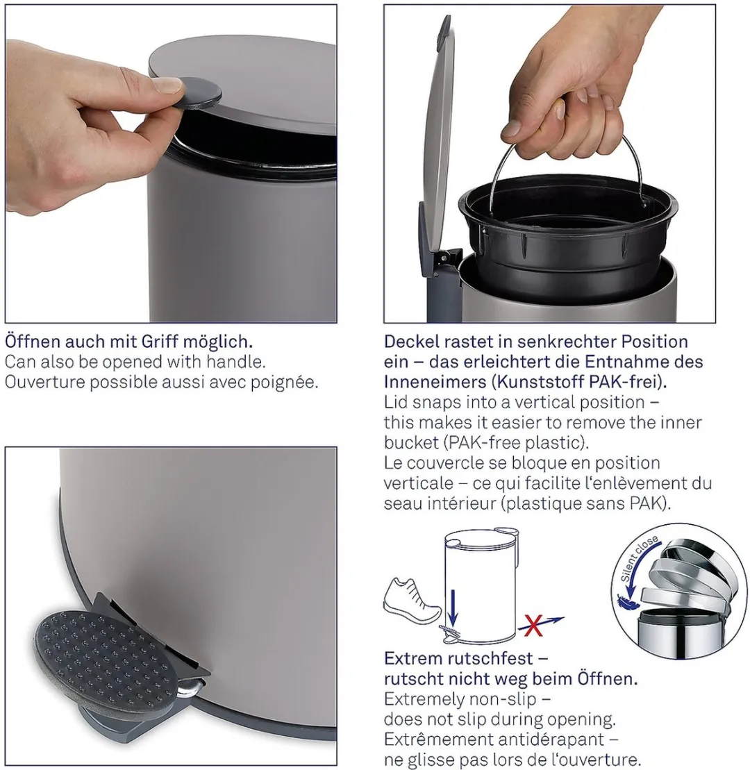 Pedaal Afvalemmer, 12 L, Zilver - Kela | Mats