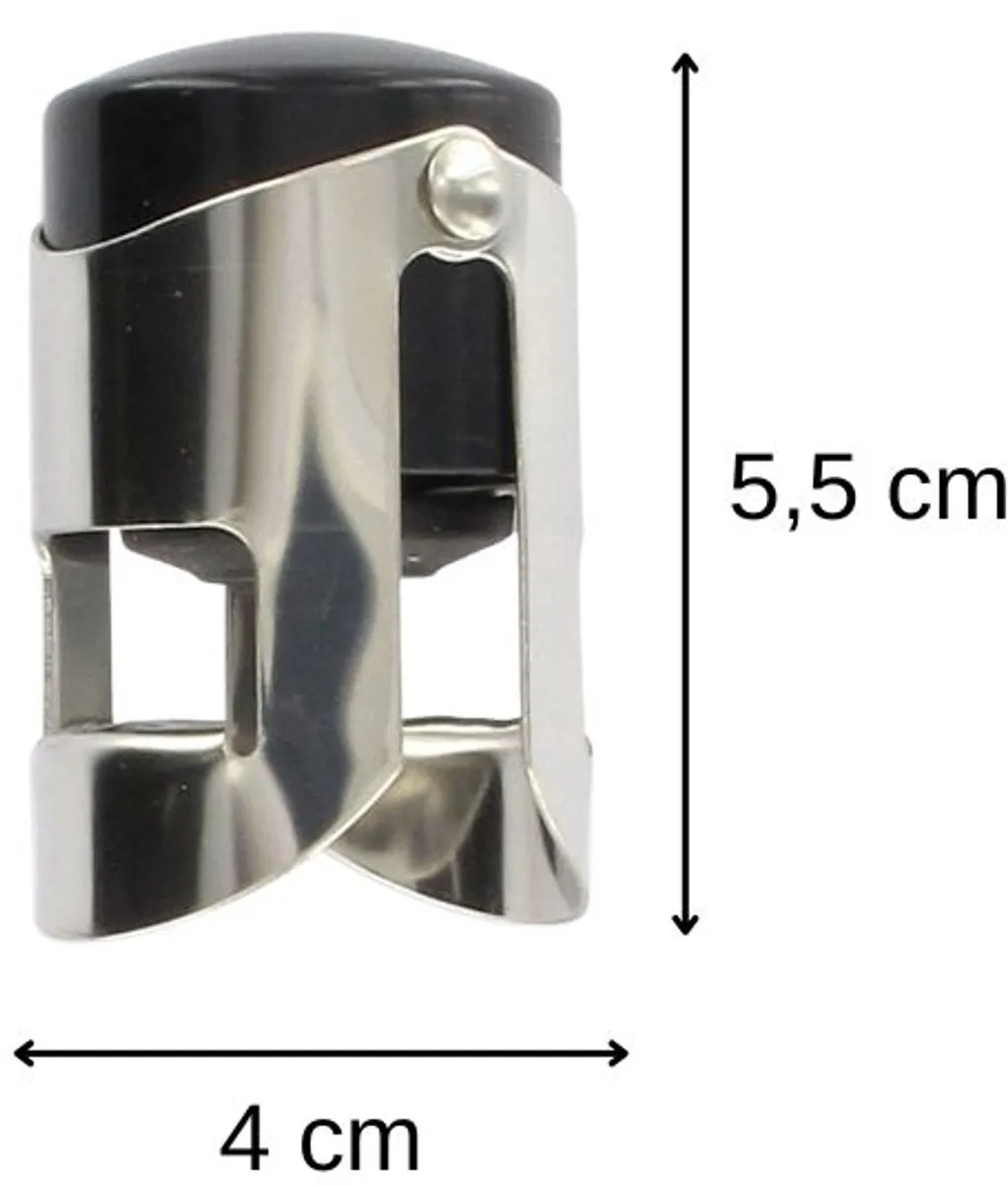 Fackelmann Champagnekurken 9900450 - 2 Stuks - Zwart/RVS
