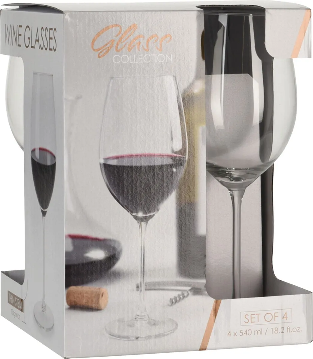 Excellent Houseware Rode Wijnglazen 540ml - 4 Stuks