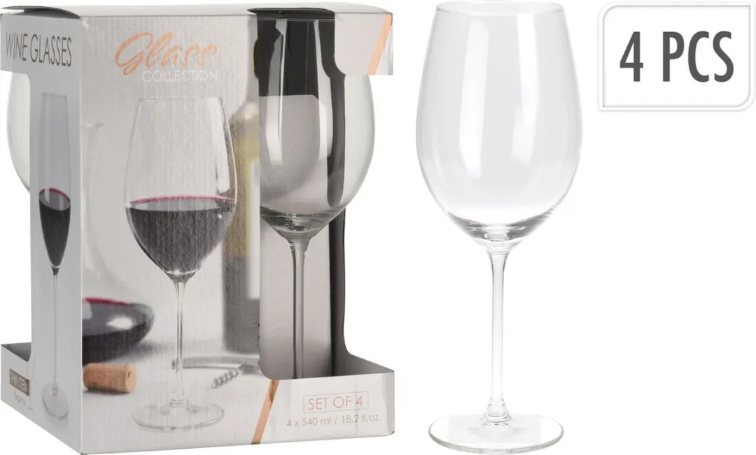 Excellent Houseware Rode Wijnglazen 540ml - 4 Stuks
