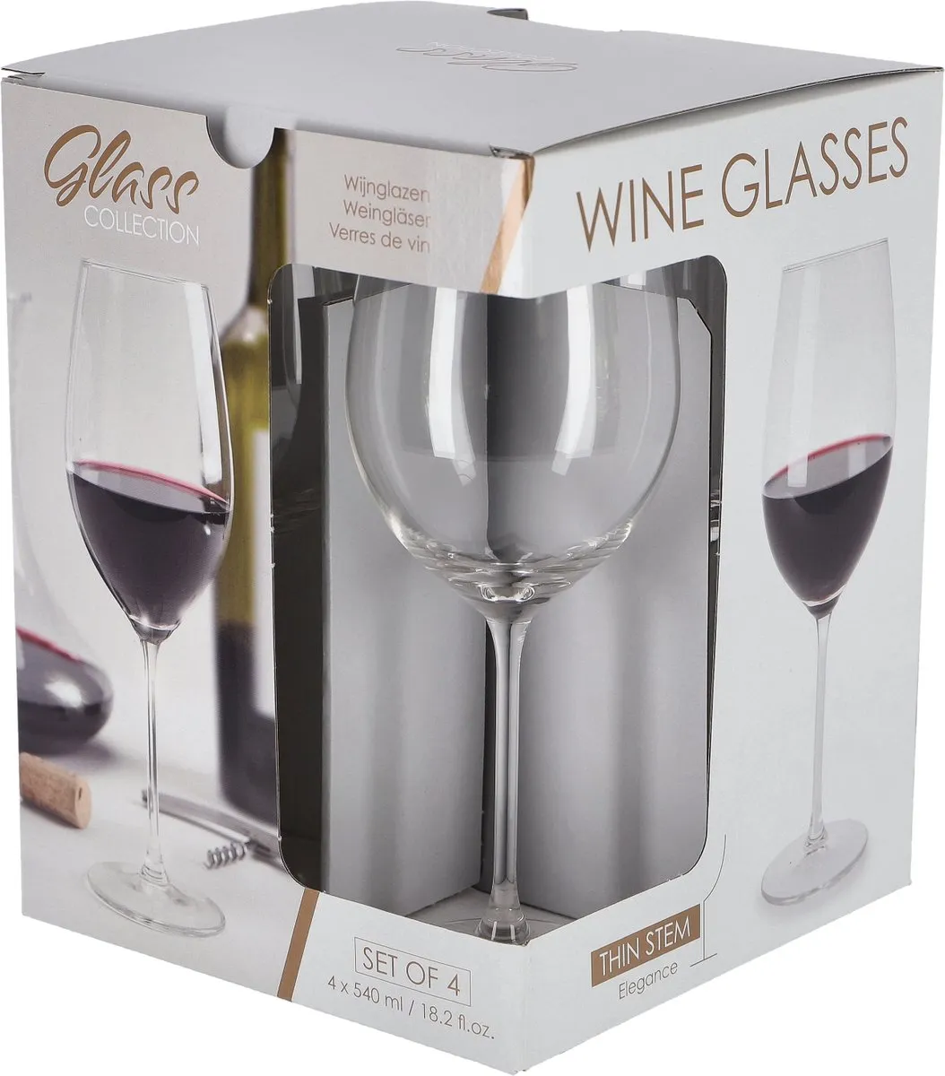 Excellent Houseware Rode Wijnglazen 540ml - 4 Stuks