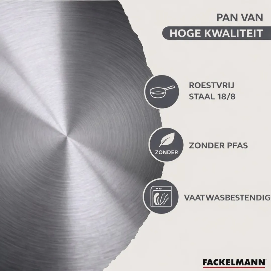 Fackelmann 9444650 Set Roestvrij Staal - 2+3 Pannen 12-28cm + 6 Keukengerei - Inductie