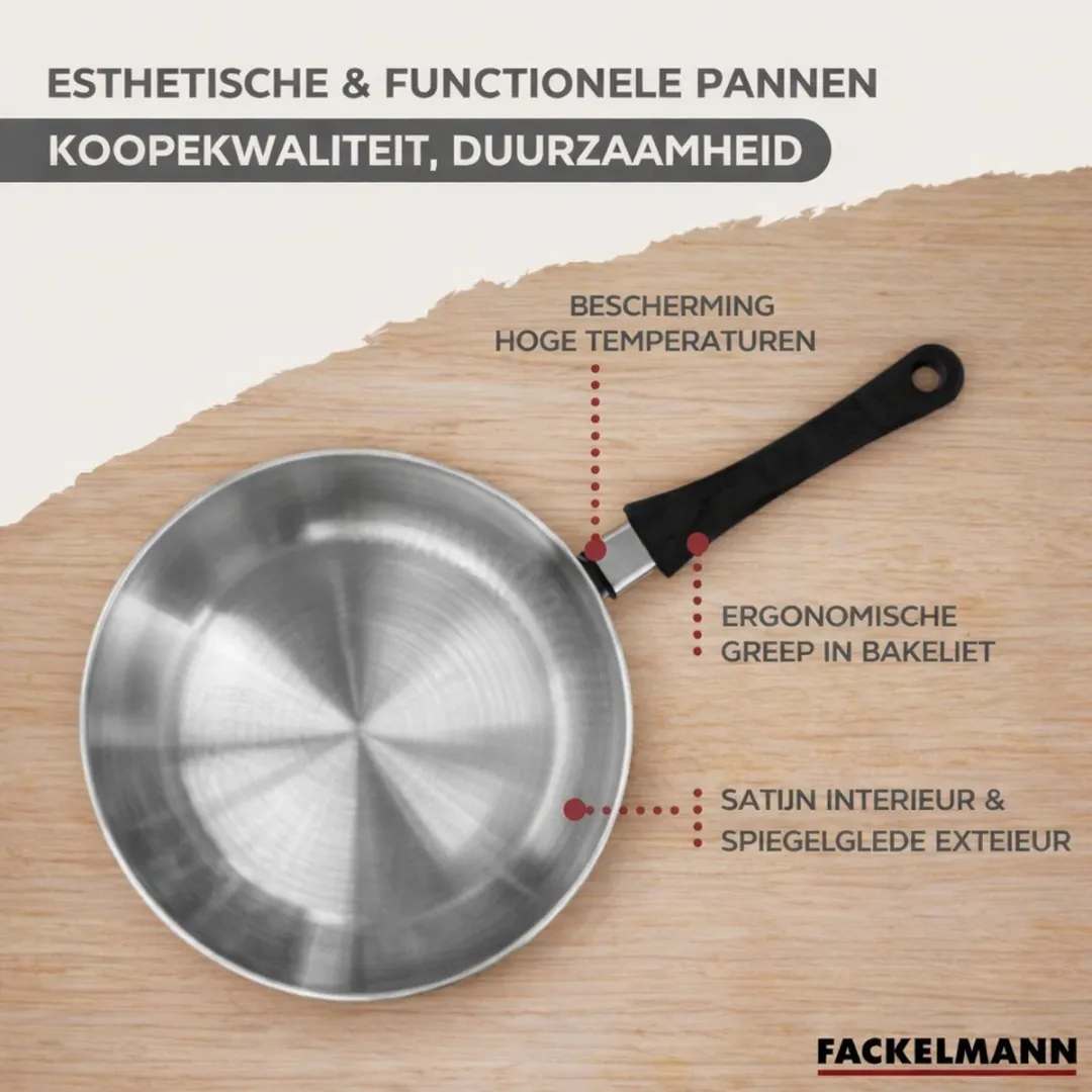 Fackelmann 9444650 Set Roestvrij Staal - 2+3 Pannen 12-28cm + 6 Keukengerei - Inductie