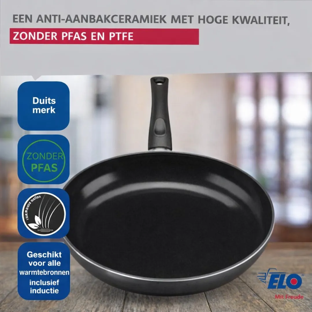 Fackelmann Elo 9807350 Set van 2 Aluminium Pannen - 24cm - Zwart