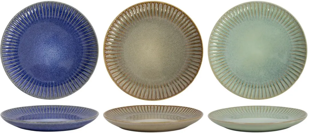 Cookinglife Dinerborden Aqua Maris – Set van 6 Ø 26 cm – Aardewerk, Handgemaakte Uitstraling – Vaatwasser- & Magnetronbestendig