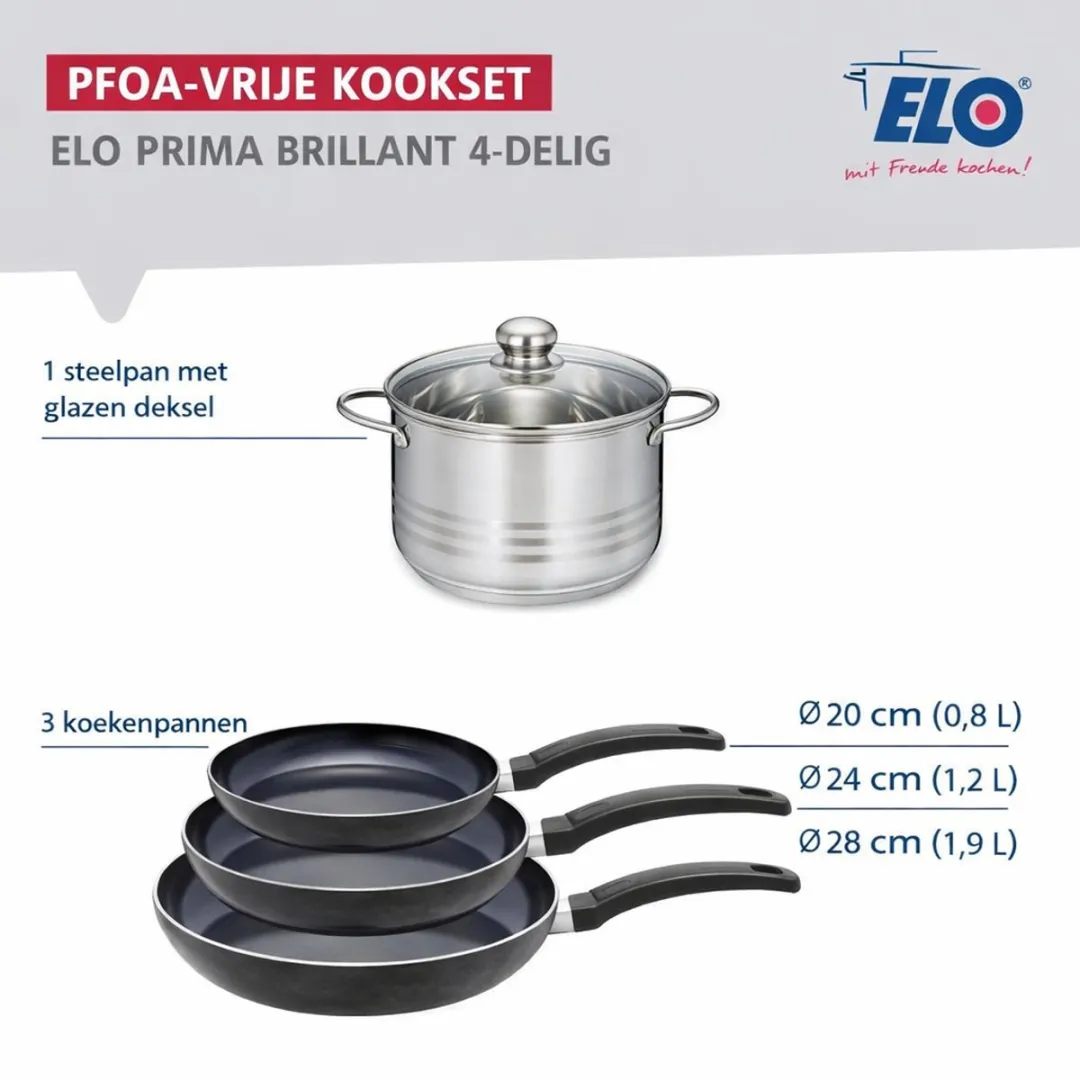 Fackelmann ELO 9740550 Keukenset - 4-delig - Inductie - Zwart