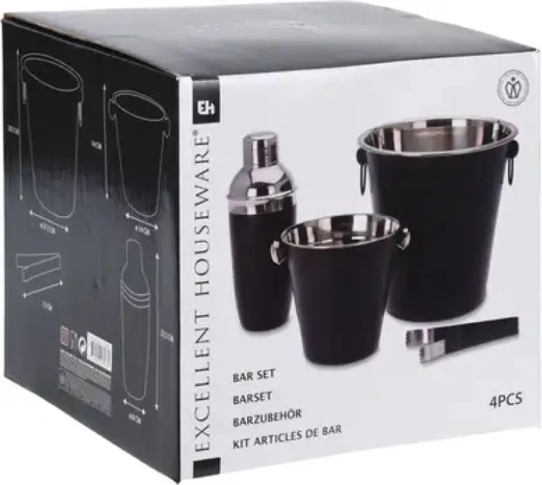 Excellent Houseware Cocktailset 4-delig - Antraciet