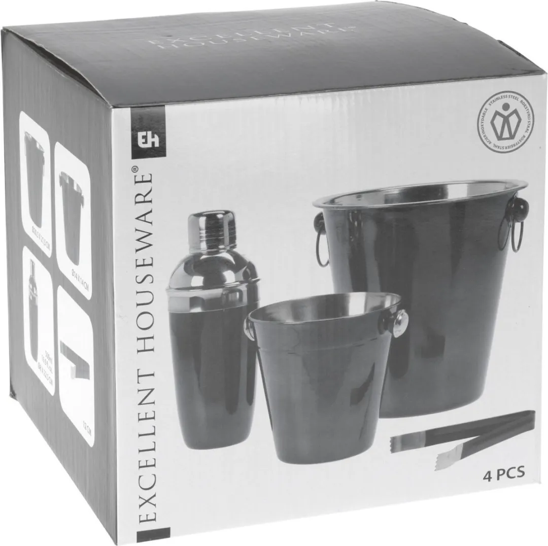 Excellent Houseware Cocktailset 4-delig - Antraciet